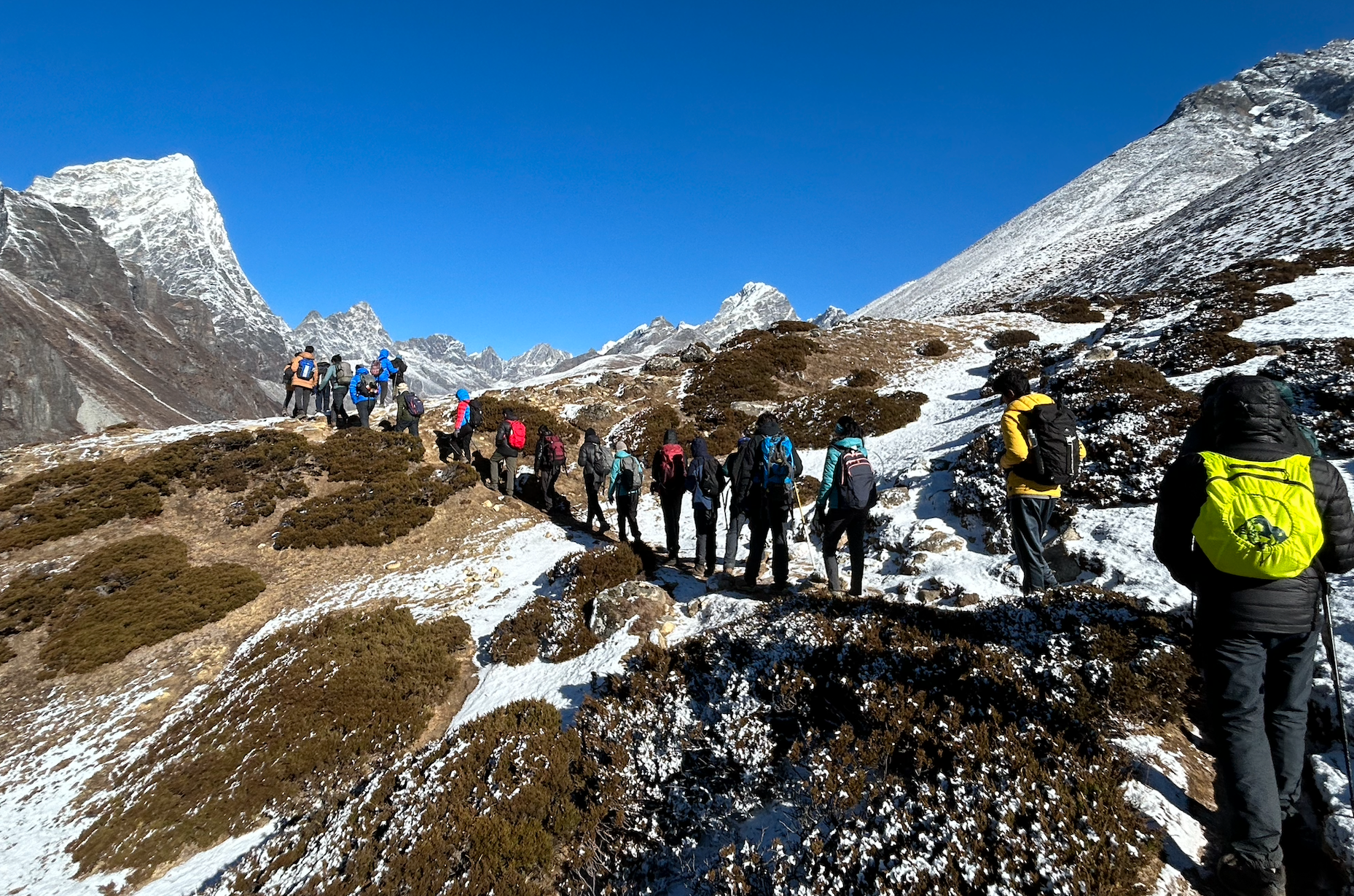 Students and staff trekking